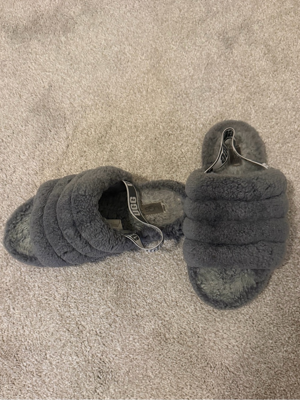 UGG Women's Plush Triple-Band Slide in Gray
